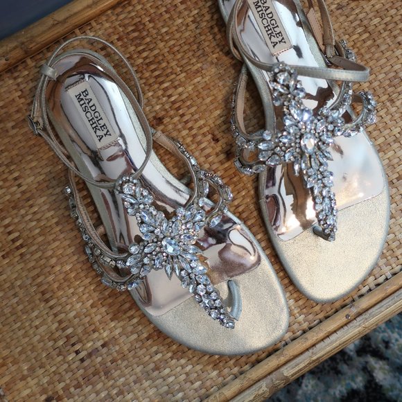 Badgley Mischka HAMPDEN Crystal Sandal in Platino - Picture 1 of 8